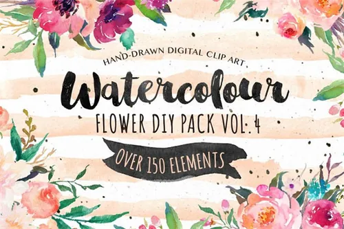 水彩DIY模版图形 Watercolor DIY pack