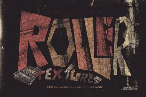 高质量复古做旧艺术颗粒感丙烯酸油墨水墨滚筒纹理素材合辑 Ro