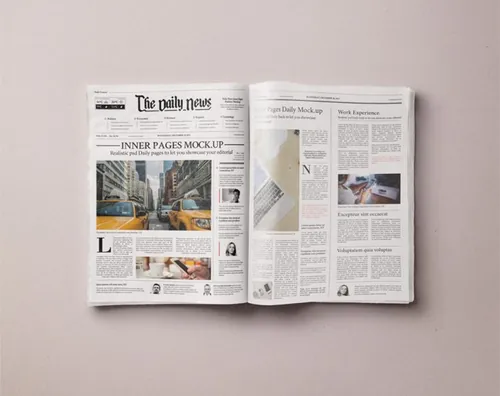 翻开的书籍杂志模型PSD贴图样机Daily Newspaper Psd Mockup