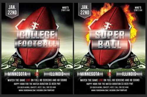 美式足球橄榄球海报模版 American Football Flyer Template