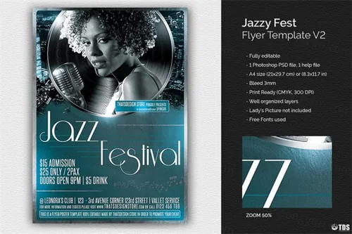 爵士音乐海报模版 Jazzy Fest Flyer
