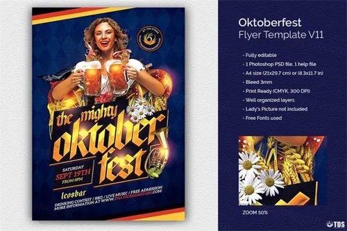 啤酒节海报模版 Oktoberfest Flyer