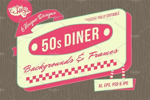 年代背景相框素材 1950s Diner Backgrounds and Frames