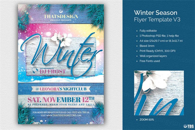 冬季海报模版 Winter Season Flyer