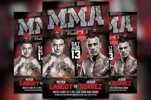 类似WWE美式摔跤海报模版 MMA Fight Flyer Template