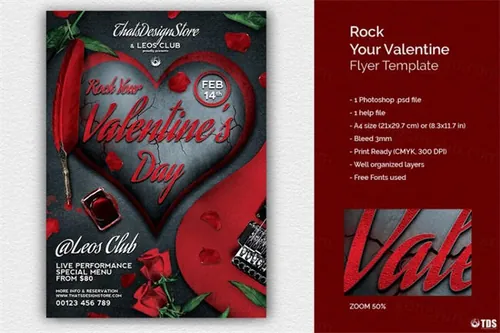情人节摇滚海报模版 Rock Your Valentine Flyer