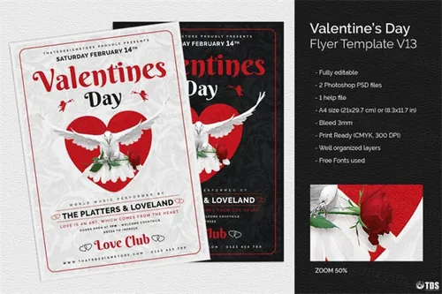 情人节海报模版 Valentines Day Flyer