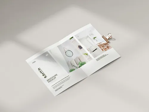 宣传小册子折页传单设计提案样机模板 Folded 8.5 x 11 in brochure mockup