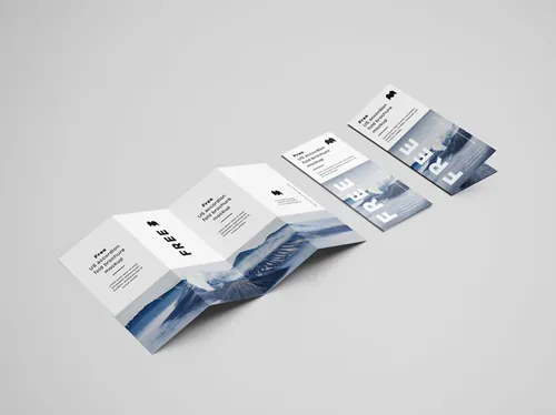手风琴四折页宣传小册子设计展示样机PSD模板 Accordion Brochure Mockup 3.5 x 8.5 in
