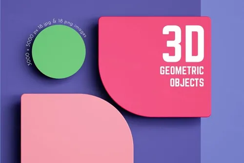 现代抽象3D渲染几何立体图形海报壁纸合辑 3D Geomet