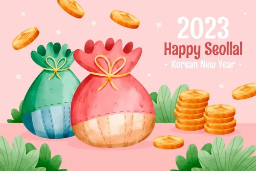 水彩手绘2023年中国新年生肖兔年东方传统节日促销宣传海报招