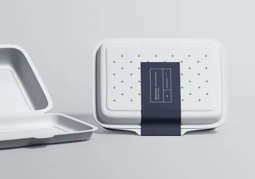 高端餐厅外带外卖包装盒设计图样机模板 Restaurant Food Packaging Mockup