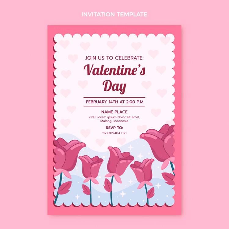 粉色情人节七夕三八妇女节爱情主题邮票风格宣传单横幅海报矢量设