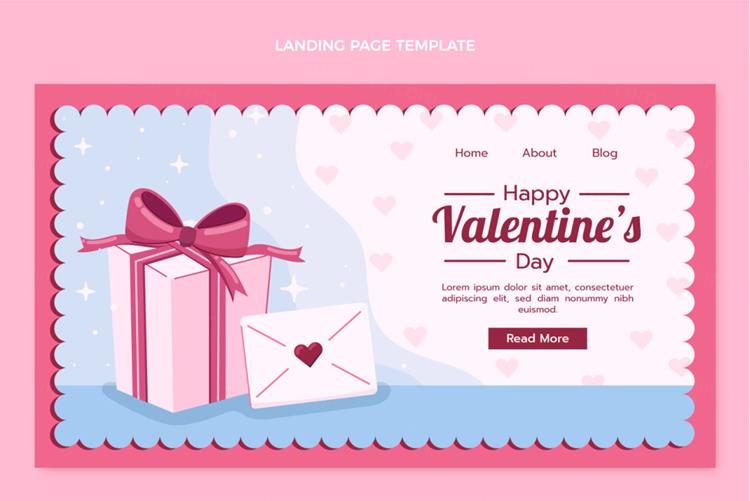 粉色情人节七夕三八妇女节爱情主题邮票风格宣传单横幅海报矢量设