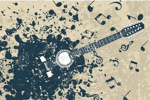 抽象艺术吉他矢量插图Retro a guitar