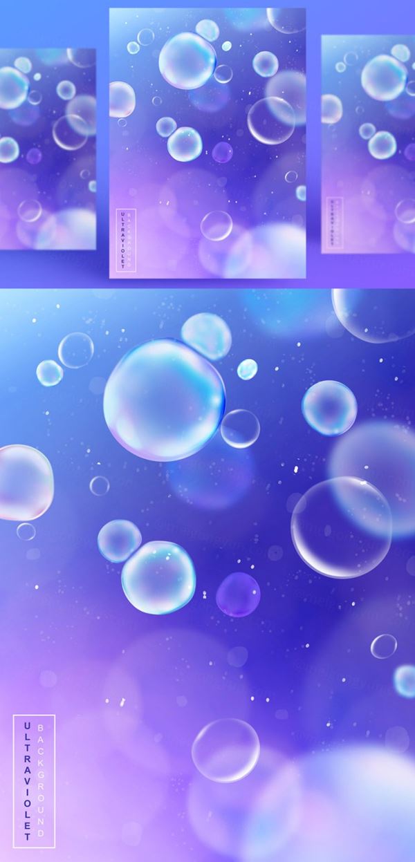 浪漫紫色透明彩色气球气泡节日生日宴会婚礼背景海报PSD设计素材