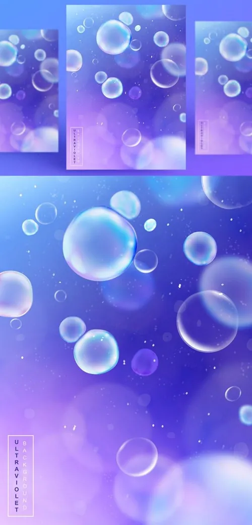 浪漫紫色透明彩色气球气泡节日生日宴会婚礼背景海报PSD设计素材