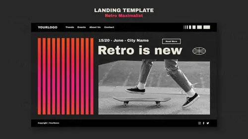 时尚潮流复古渐变线条极简主义排版设计落地页横幅海报模板素材