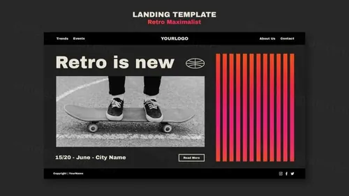 时尚潮流复古渐变线条极简主义排版设计落地页横幅海报模板素材