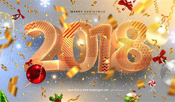 新年快乐圣诞元素矢量海报Christmas Vertor