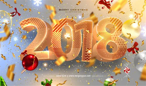 新年快乐圣诞元素矢量海报Christmas Vertor