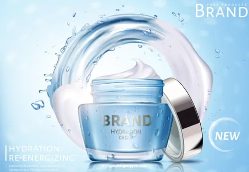 蓝色补水保湿化妆品广告Moisturizing cosmetics Ads