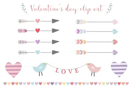 手绘水彩箭头设计素材Arrows and hearts love clip art
