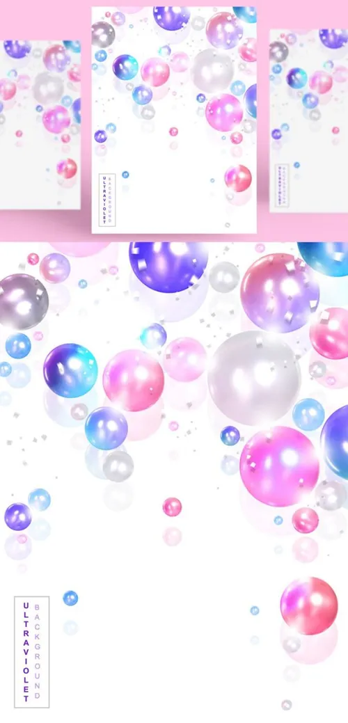 浪漫紫色透明彩色气球气泡节日生日宴会婚礼背景海报PSD设计素材