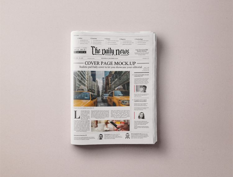 报纸模型PSD贴图模板Daily Newspaper Psd Mockup