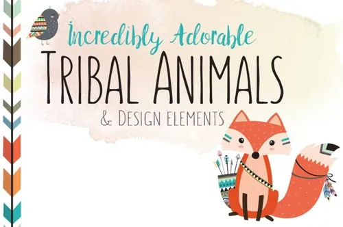 部族动物手绘剪贴画 Huge Tribal Animal C