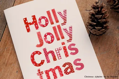 圣诞节主题风格英文字母插画 Christmas Alphab