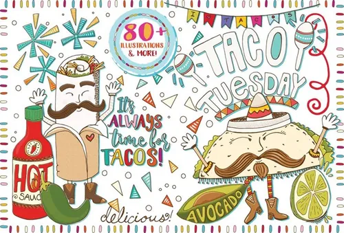 墨西哥美食食物手绘插画 Mexican Food Illus