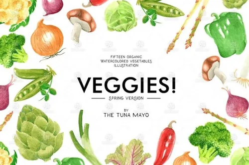 水彩手绘蔬菜素材 Vegetables Watercolor