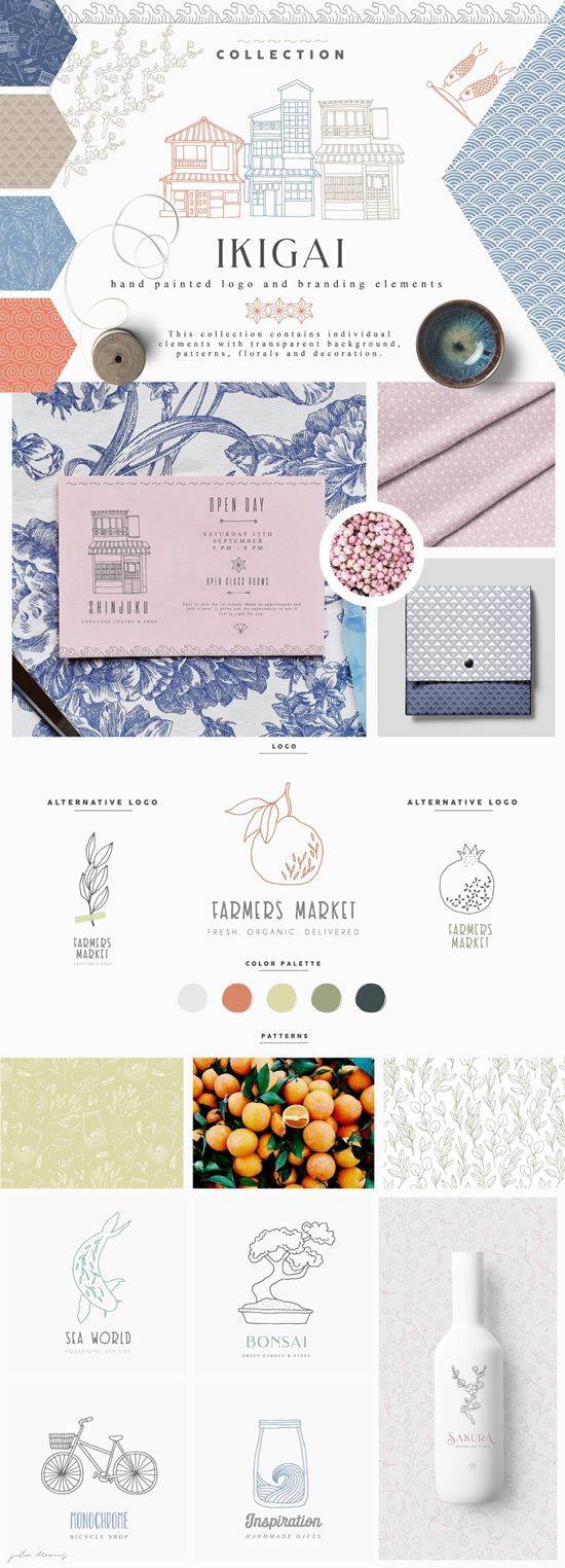 日本元素手绘插画素材 Ikigai Collection Pro