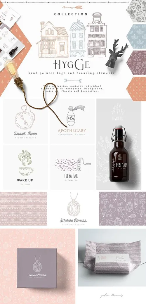 手工绘制 Logo  品牌元素素材包 Hygge Colle