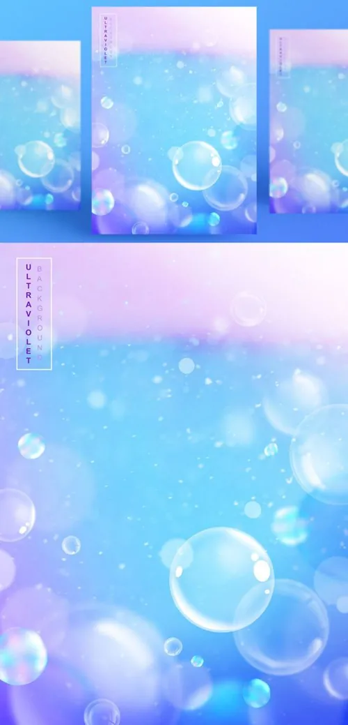 浪漫紫色透明彩色气球气泡节日生日宴会婚礼背景海报PSD设计素材