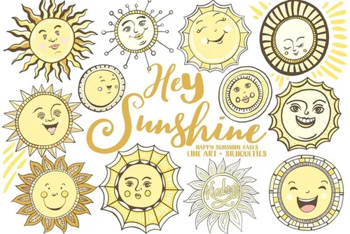 夏季太阳主题人物笑脸插画 Sunshine Face Ill