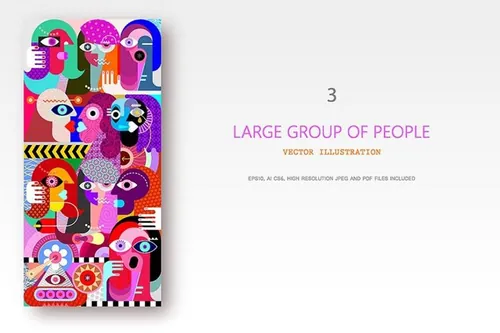 怪诞抽象人物矢量艺术作品v1 Large group of