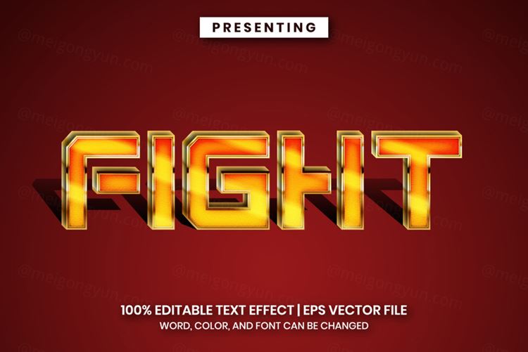 好莱坞电影级三维立体金属特效字体文本特效可编辑EPS矢量模板素材