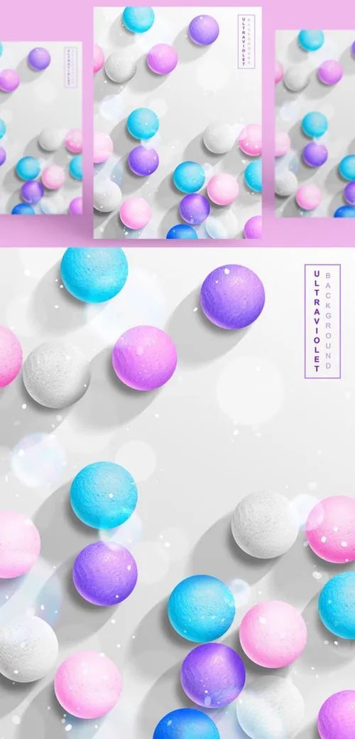 浪漫紫色透明彩色气球气泡节日生日宴会婚礼背景海报PSD设计素材