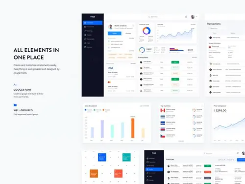 财务仪表板用户界面工具包Finance Dashboard UI Ki