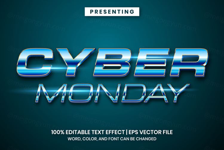 好莱坞电影级三维立体金属质感特效字体文本特效可编辑EPS矢量模板素材