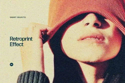 复古做旧设计半色调凸版印刷打印效果PSD滤镜模板素材 Ret