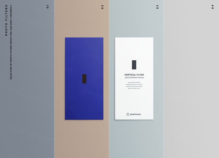 立体效果宣传单设计图样机模板 Vertical Leaflet Mockup