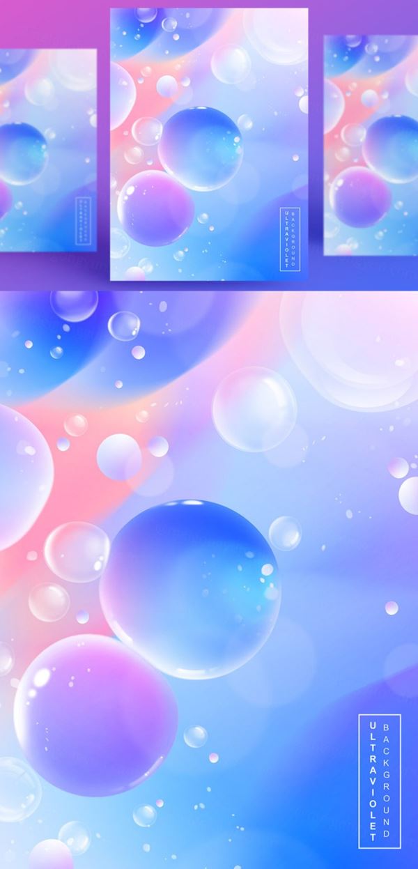 浪漫紫色透明彩色气球气泡节日生日宴会婚礼背景海报PSD设计素材