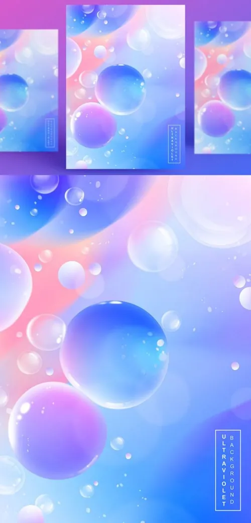 浪漫紫色透明彩色气球气泡节日生日宴会婚礼背景海报PSD设计素材