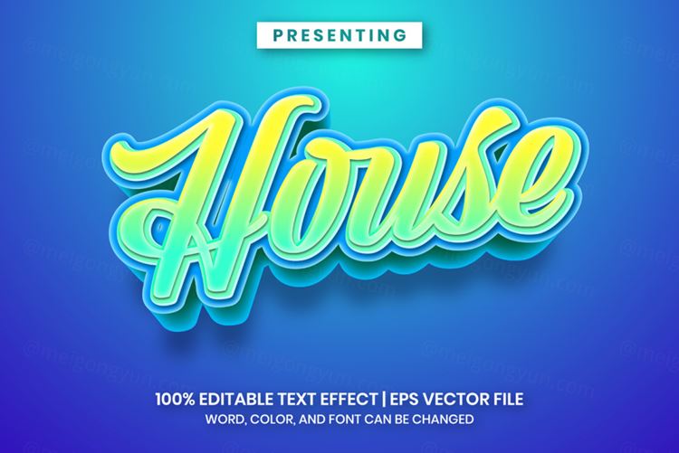 好莱坞电影级三维立体特效字体文本特效可编辑EPS矢量模板素材3d text style effect