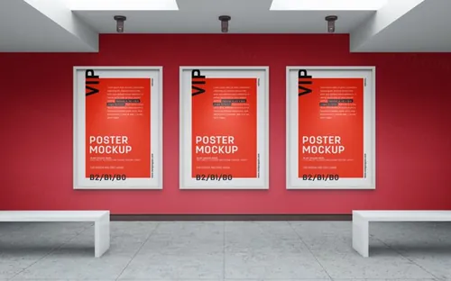 美术馆艺术海报展示贴图模版 Art gallery mockup