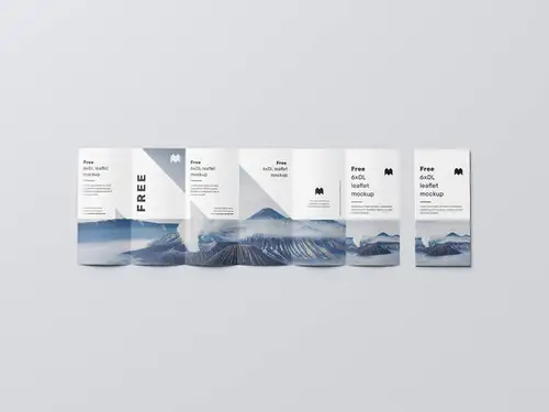 六折页宣传小册子传单设计提案样机PSD模板 6xDL leaflet mockup 样机模