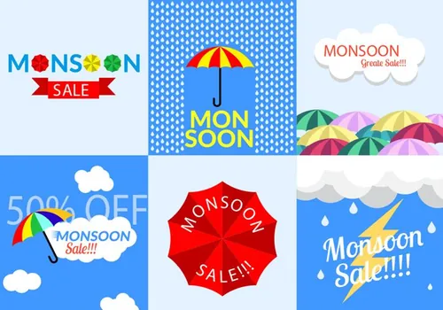 季风促销矢量海报Monsoon Sale Vector